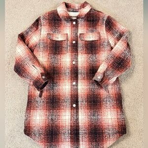 Levi’s Women’s Sherpa Lined Plaid Long Shacket Coat | Medium | NWOT